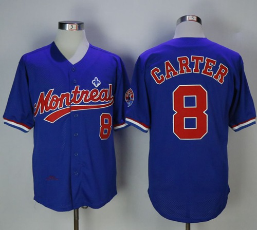 Mitchell And Ness BP Expos #8 Gary Carter Blue Throwback Stitched MLB Jersey